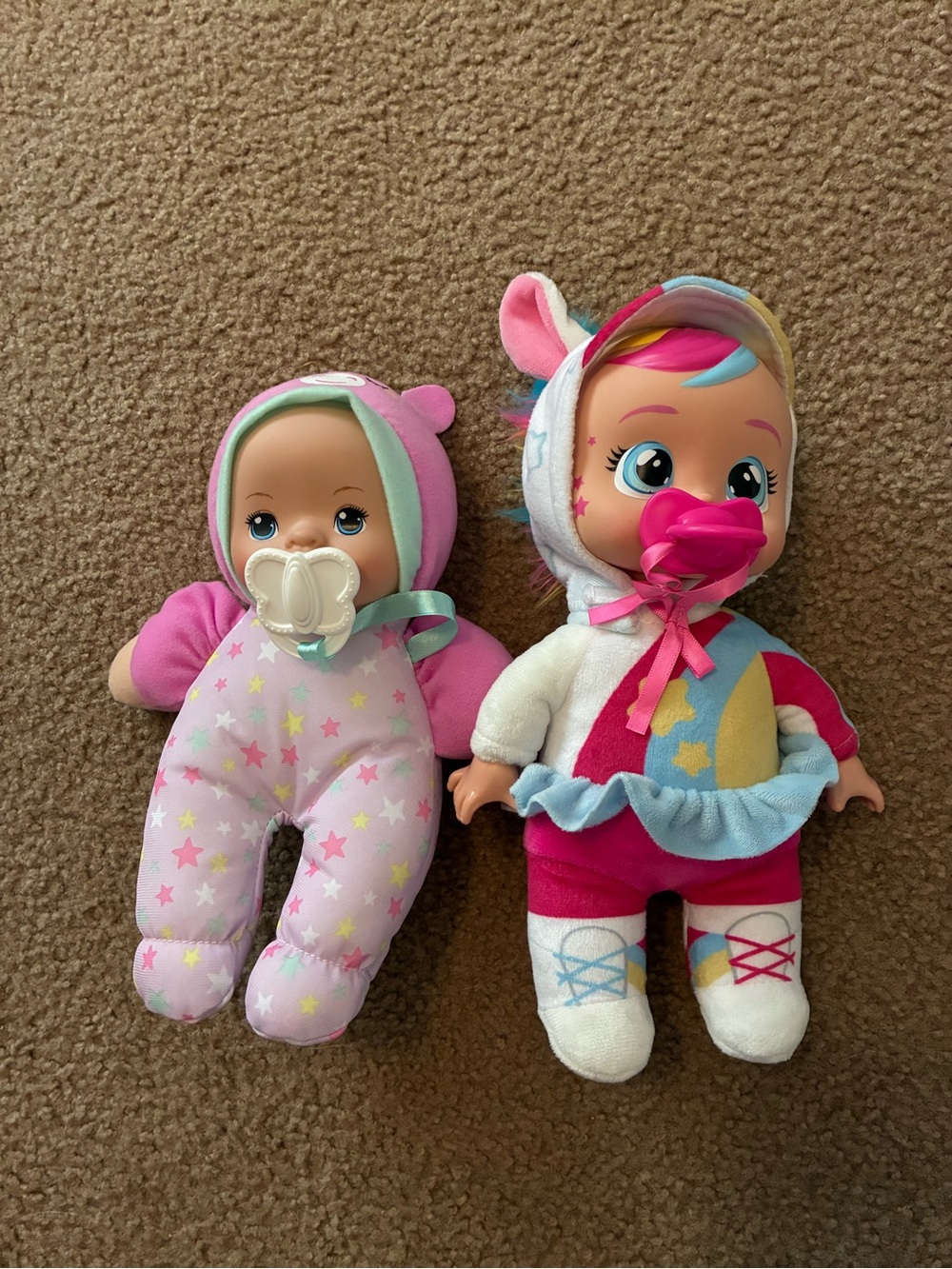 Plush Pink Star Baby Doll Set with Pacifiers - Soft Cuddly Toy